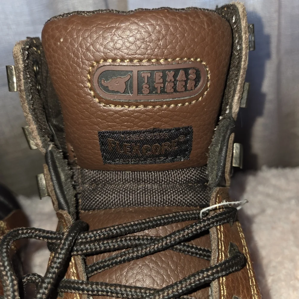 Texas Steer 8 wide Men's Brown Leather Work Boots oil resistant